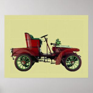 PÓSTER COCHE RETROJO ROJO / RESTAURACIÓN DE AUTOS - AUTOM