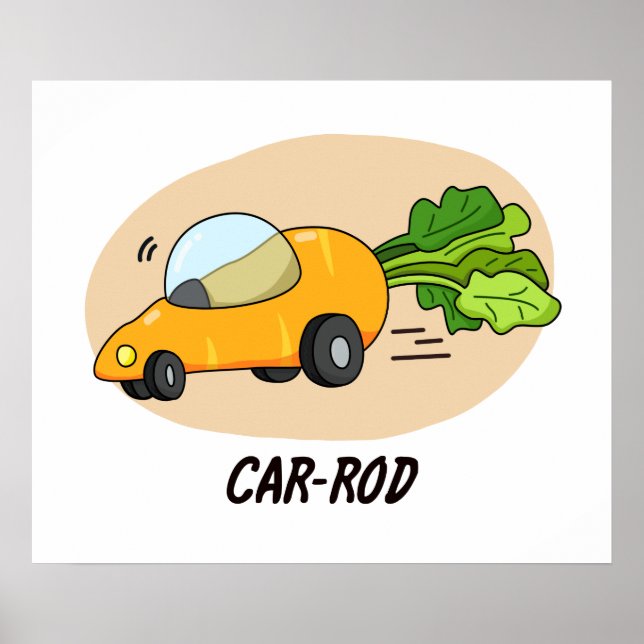 Póster Coche-rod Funny Carrot Hot Rod Car Pun (Frente)
