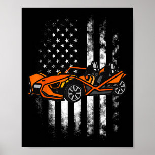 Póster Coche Slingshot Bandera Estadounidense 4 De Julio