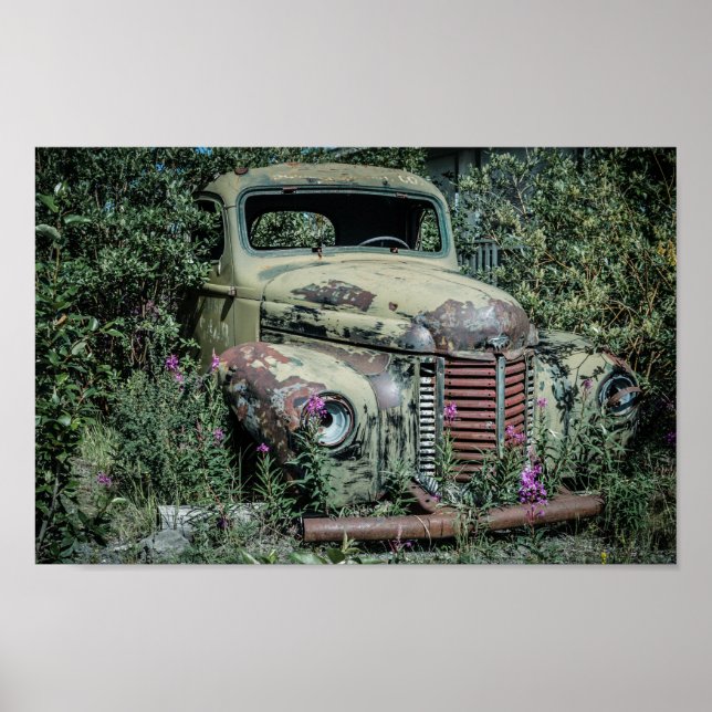 Póster Coche viejo y oxidado (Frente)