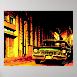 PÓSTER COCHE VINTAGE CUBA