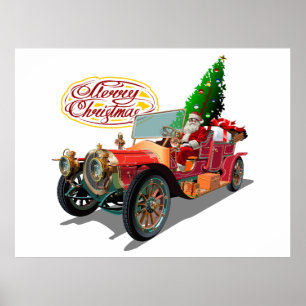 Póster coche vintage de los navidades