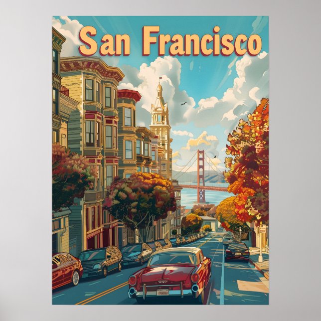 Póster Coche vintage de San Francisco (Frente)