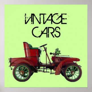 Póster COCHE VINTAGE ROJO / AUTO CLÁSICO AUTOMOTIVO Verde