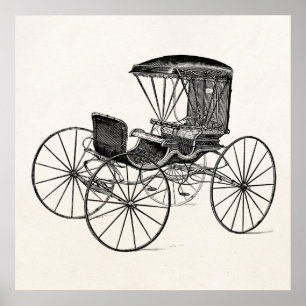 Póster Cochecillo antiguo traído por caballo del carro de