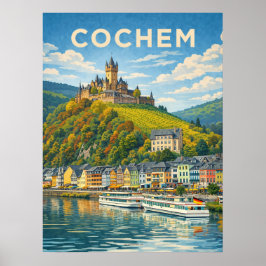 Póster Cochem Alemania Viajes Antiguos