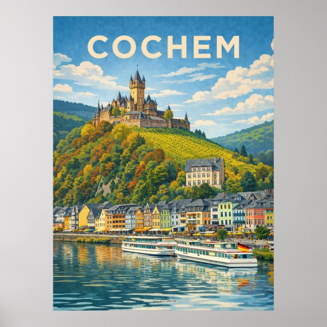 Póster Cochem Alemania Viajes Antiguos (Frente)
