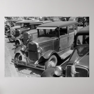 Póster Coches clásicos Greensboro, Georgia, años 40
