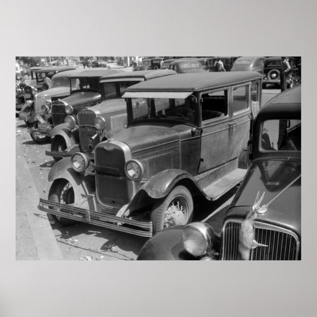 Póster Coches clásicos Greensboro, Georgia, años 40 (Frente)