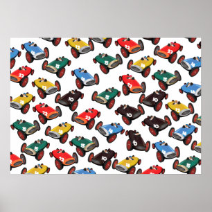 Póster Coches de carreras antiguos