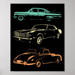 Póster Coches de época - Retro gráfico de 80 y 90