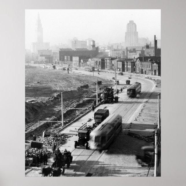 Póster Coches de Shaker Heights Street, 1927 (Frente)