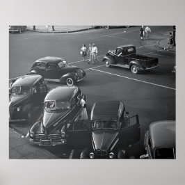 Póster Coches en el centro, 1942. Foto antigua