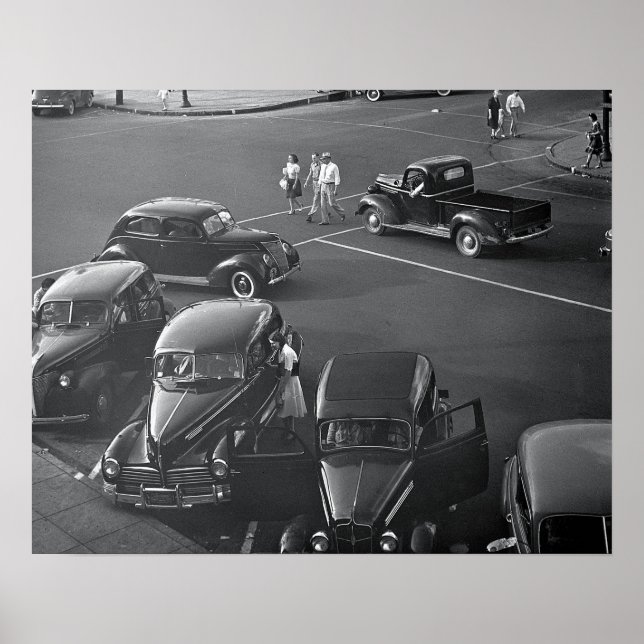 Póster Coches en el centro, 1942. Foto antigua (Frente)