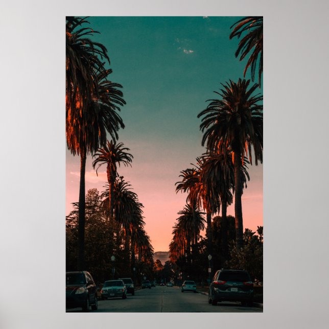 Póster Coches estacionados en hormigón gris cerca de los  (Frente)