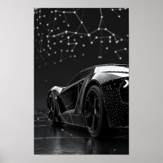 Póster Coches modernos y negros impecables protegidos por