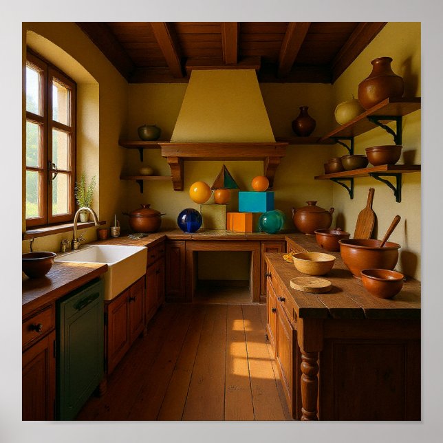Póster Cocina acogedora Heirloom - Interior del hogar vin (Frente)