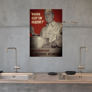 Póster Cocina alimenticia saludable de estilo retro vinta