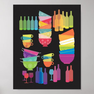 Póster Cocina Arcoíris Moderno de Medianos del Siglo XX A