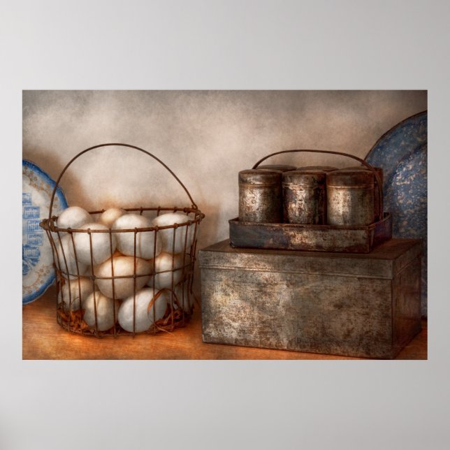 Póster Cocina - Comida - Huevos - Frescos esta mañana (Frente)
