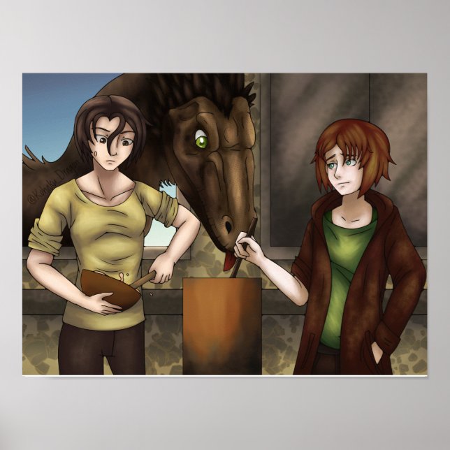 Póster Cocina con dinosaurios (Frente)