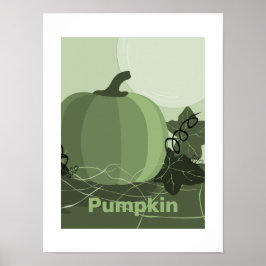 Póster Cocina de Calabaza Verde Estilizada Temporada de O