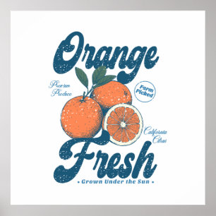 Póster Cocina de Cítricos de California Naranja Vintage F