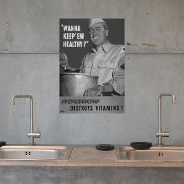 Póster Cocina de comida retro vintage en blanco negro en