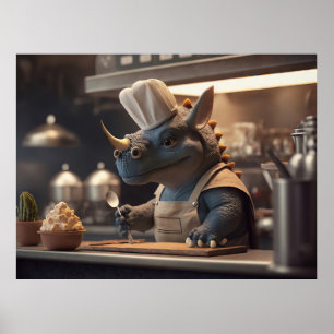 Póster Cocina de corto orden de Triceratops