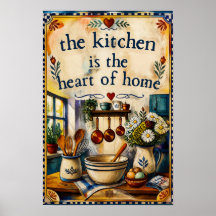 Cocina de Granja Vintage Corazón del Hogar Acuarel