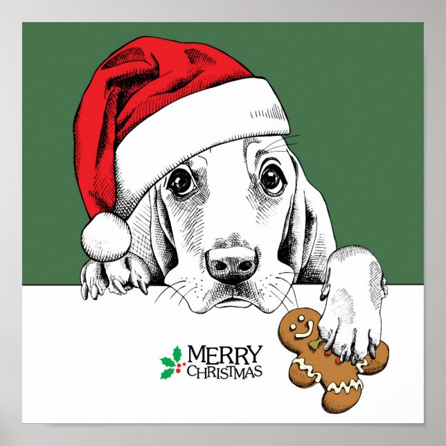 Póster Cocina de Navidades del Hound Basset (Frente)