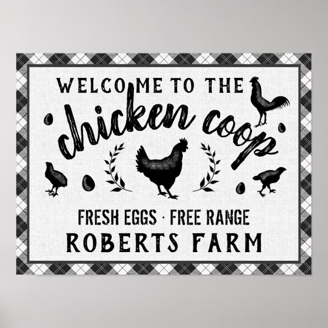 Póster Cocina de pollo Hen Negro Búfalo Comprobar País (Frente)