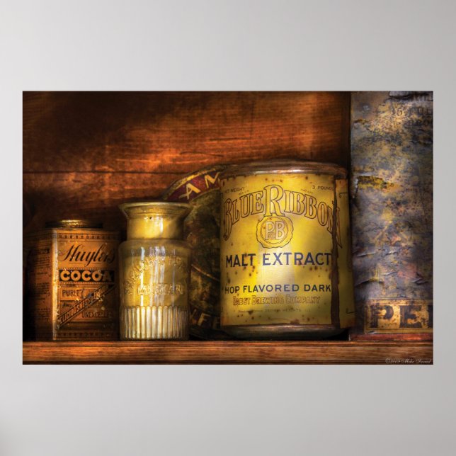 Póster Cocina - Extracto de malta de cinta azul (Frente)