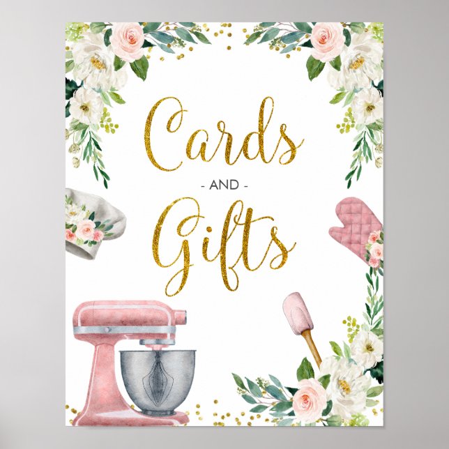 Póster Cocina floral Tarjetas de ducha de novia y regalos (Frente)