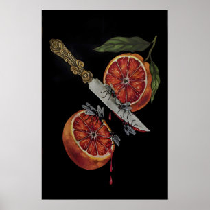 Póster Cocina gótica de naranja sangre y espada daga