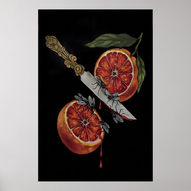 Póster Cocina gótica de naranja sangre y espada daga (Frente)