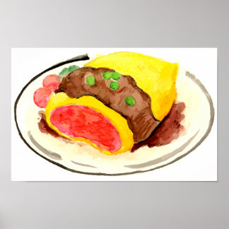 Póster Cocina japonesa. Arroz con tortilla.