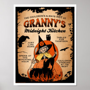 Póster Cocina nocturna de la Poster de Brujas de Hallowee