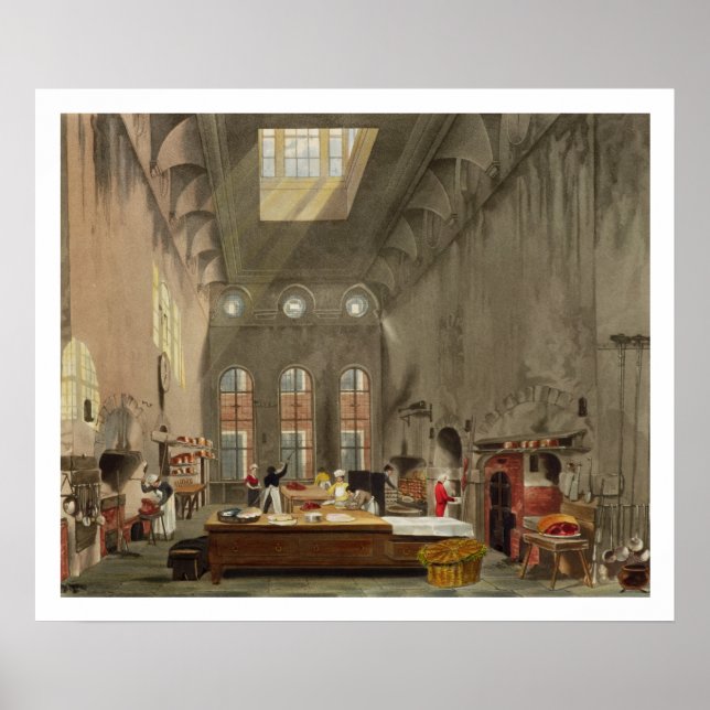 Póster Cocina, Palacio de Santiago, grabada por William J (Frente)