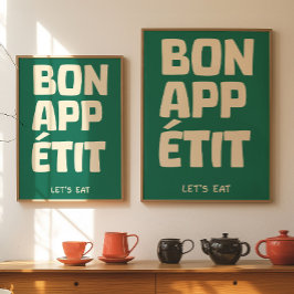 Póster Cocina Pared Cartel Bon Appétit Cita Francesa