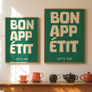 Póster Cocina Pared Cartel Bon Appétit Cita Francesa