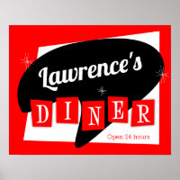 Cocina Personalizado Retro Diner Rojo y Negro Star