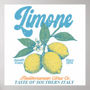 Póster Cocina Retro Italiana Costa Amalfi Limón Vintage