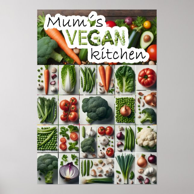 Póster cocina vegana de mamá (Frente)