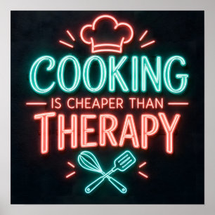 Póster Cocinar Es Más Barato Que Terapia