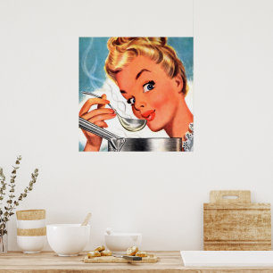 Póster cocinera retro vintage