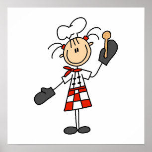 Póster Cocinero de sexo femenino con los mitones y la