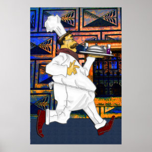 Póster Cocinero en el funcionamiento