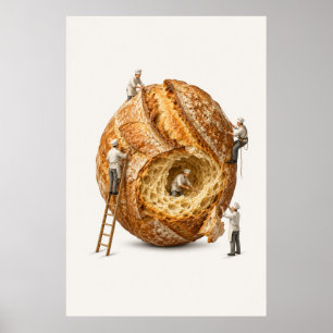 Póster Cocineros en miniatura surrealistas trabajando en 