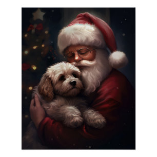 Póster Cockapoo con Navidades festivos de Santa Claus
